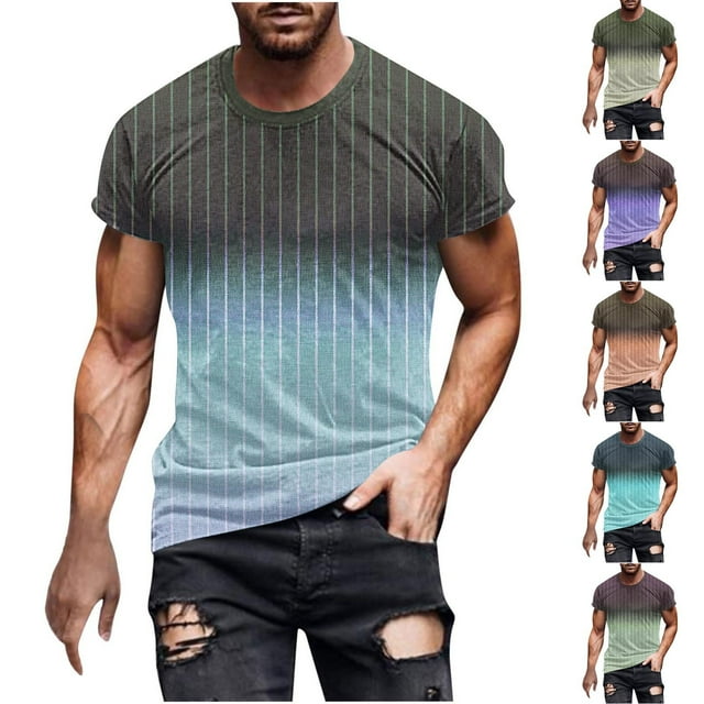 NJDVHB Chemises d'Été pour Hommes, Chemise de Plage pour Hommes, Haut à Col Rond Imprimé pour Hommes, Mode Décontractée à Manches Courtes, Bleu Ciel, TTG