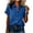 #0381-Blue, variant on Women's Shirts Short Sleeve Collared Neck Rolled Cuff Blouses Smart Casual Office Wear Tops Gift