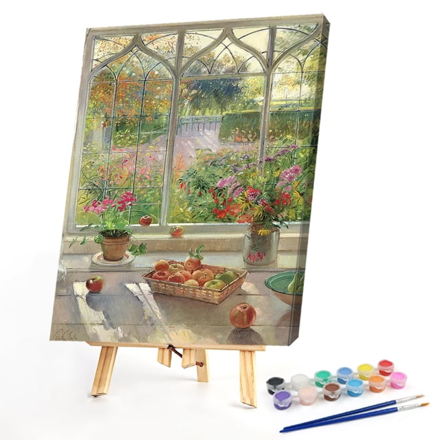 Cuadros Decorativos Kit de pintura por números DIY jardín mano aceite arte imagen artesanía hogar pared decoración Wdftyju embutido en tela