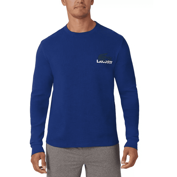 Lacoste BLUE Men's Large Croc Thermal Sleep Shirt, US X-Large