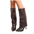 thumbnail image 5 of Xfvqtps Knee High Boots for Women Fold over Stiletto High Heeled Pointed Toe Faux Leather Tall Boots, 5 of 9