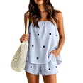 thumbnail image 6 of JFOPQVSM Women 2 Piece Matching Sets Striped Tube Top Shorts Sets Summer Polka Dot Vacation Outfits Casual Short Set with Pockets,Lightweight, 6 of 6