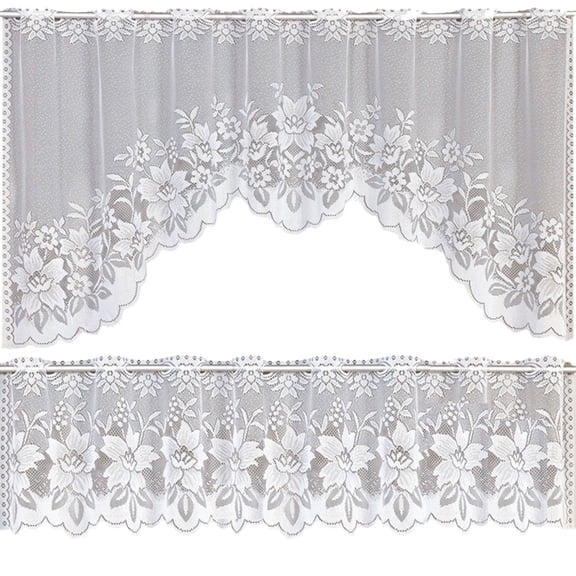 Injueey 2 Pieces Fiber Lace Window Curtain Curtains Coffee Indoor Portable Room Removable Shop Living Washable Kitchen Ornament Type3 NO3