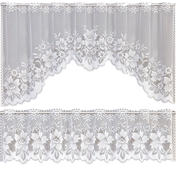 Billuyoard Cortina de ventana de encaje de 2 piezas Decoración de cortinas decorativas portátiles Type9 NO9