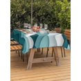 thumbnail image 3 of Outdoor Table Cloth with Umbrella Hole and Zipper, Turquoise Ombre Waterproof Rectangle Tablecloth 52"x70", Modern Geometric Moire Abstract Art Washable Table Cover for Outside Party Patio Picnic, 3 of 8