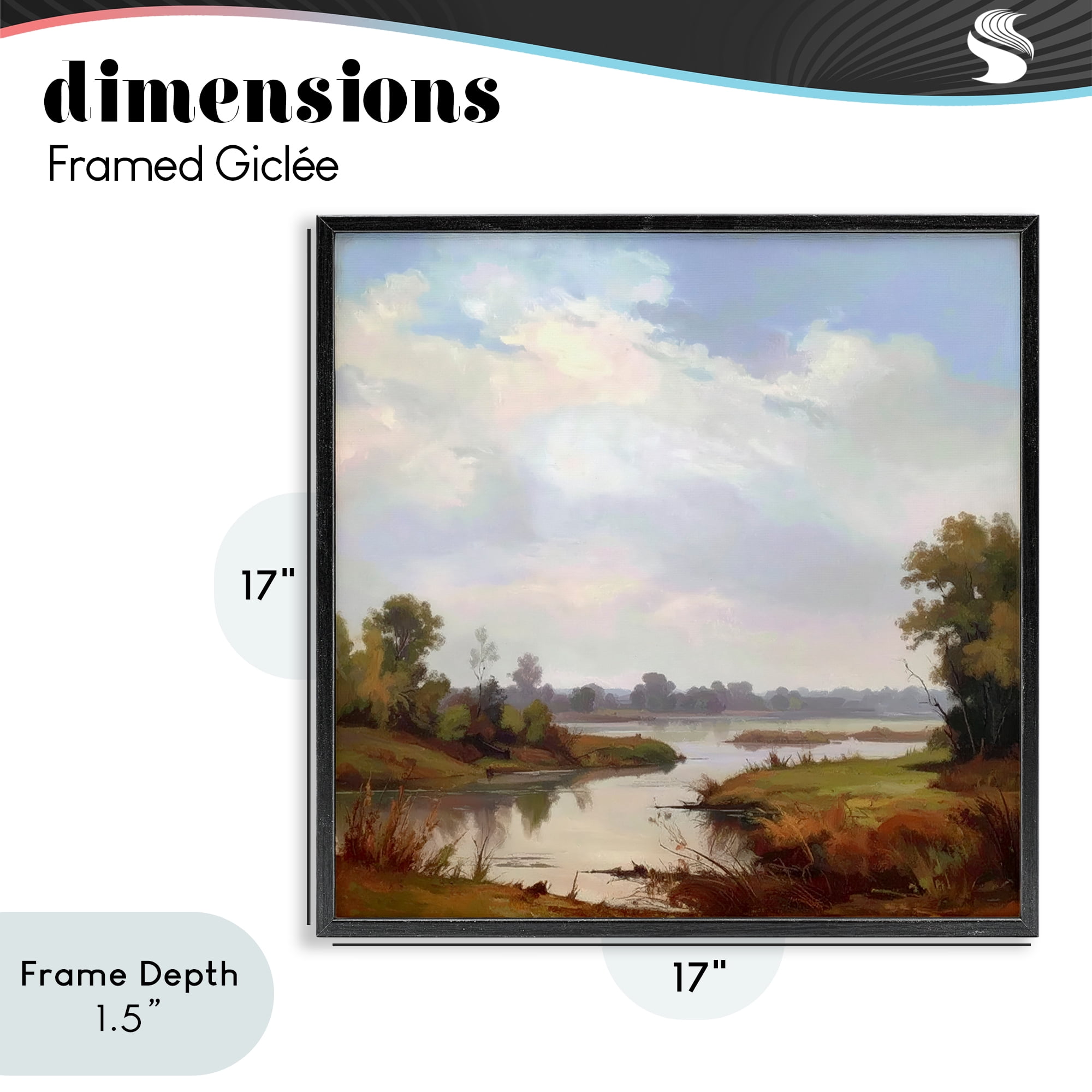 Stupell Industries Riverside Grove Landscape Black Framed Giclee Art, design by Alonza Saunders