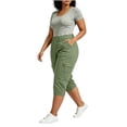 thumbnail image 6 of Qzwdhjm Womens Plus Size Capris Straight Leg Cargo Pants for Summer Outdoor Elastic Waist Capri Pants Classic Fit Going Out Trousers with Pockets, 6 of 8