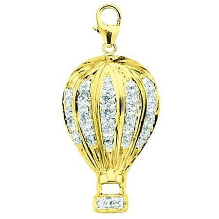 Women's Diamond Accent 14kt Yellow Gold Hot Air Balloon Clip-On Charm