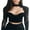 Black, variant on Women Sexy Lace Patchwork Tops Long Sleeve Push Up See-through Crop Tops Ladies Summer Spring Low-cut Slim Blouses
