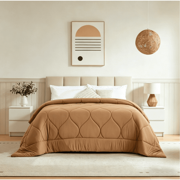 Bestier Queen Duvet Insert Comforter | Plant‑Based Sorona Fill Bedding Alternative to Down | Sofft Fluffy Hypoallergenic Skin-Friendly for All Season, Machine Washable,  Mocha/Caramel (90x90 inches)