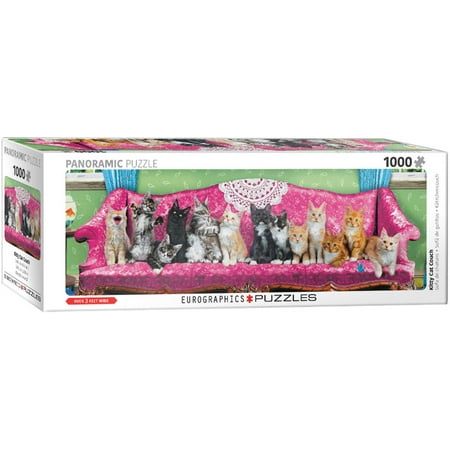 Collections Etc Eurographics Kitty Cat Couch Panoramic Puzzle 1000 Pieces for Adults