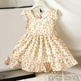 thumbnail image 2 of QTOCIO Toddler Girls Dresses, Baby Girl Summer Clothes, 6 Months -11Years Girls Summer Printed Fly Sleeve Round Neck Dress, Yellow, 3 Years, 2 of 3