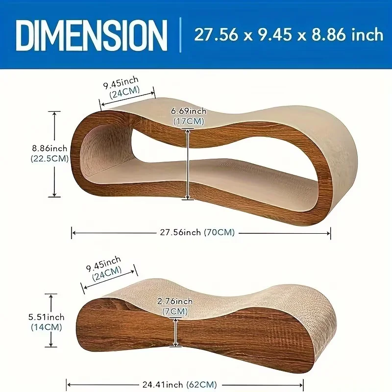 FluffyDream 2 in 1 Scratcher Cardboard Lounge Bed | Durable Multilayer Board Pads Prevents Furniture Damage, Large with Toys, Christmas Gift
