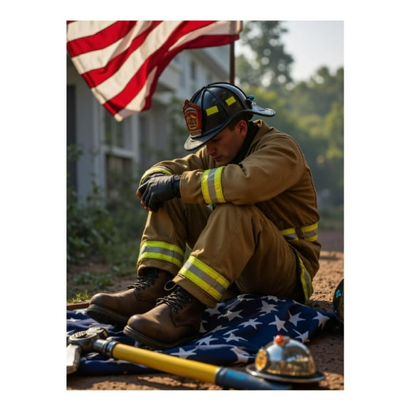 Diamond Art Kit for Adults, Firefighter Reflective Moment Outdoors Diamond Painting for Adults Beginners, DIY Diamond Art Painting Kits, 5D Diamond Painting Crafts for Home Decor 12x16 Frameless