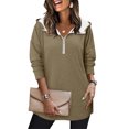 thumbnail image 5 of hotojiny Womens Oversized Sweatshirts Lightweight Drawstring Hooded Pullover Fall Long Sleeve Quarter Zip Tops Fall Spring Clothes, 5 of 6