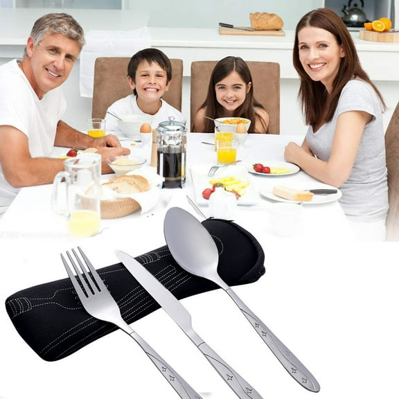 3 Pcs Stainless Steel Knifes Fork Spoon Family Travel Camping Cutlery Eyeful