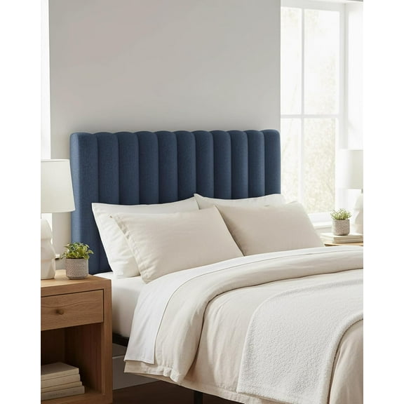 Upholstered Headboard for Twin Size, Adjustable Height Channel Tufted Headboard for Bedroom, Modern Style, Navy Blue