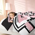 thumbnail image 5 of Homewish Modern Geometric Twin Bedding, Pink White Black Bedding Comforter Set, Pink Reversible, 7 Pieces, 5 of 7