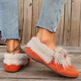 thumbnail image 4 of Xfvqtps Womens Fleece Lined Loafers Winter Flat Shoes Casual Comfortable Warm Bow Detail Slip on Everyday Wear Orange, 4 of 9