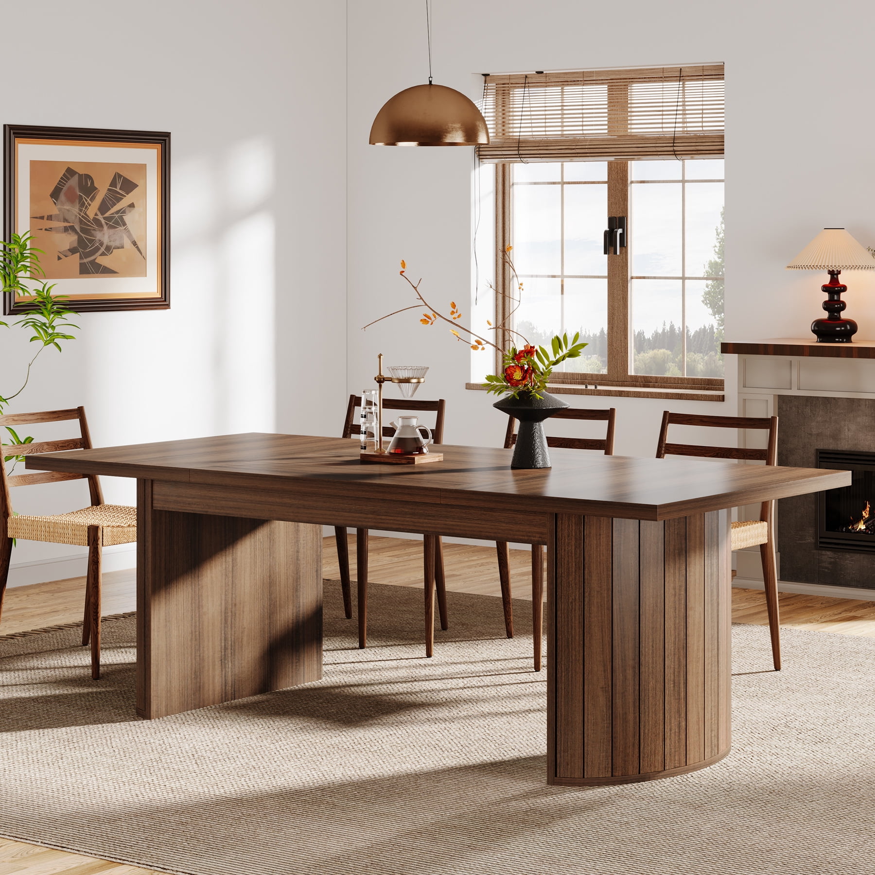 Tribesigns 78.7" Extra Long Dining Table for 6-8 People, Farmhouse Kitchen Table for Dining Room, Living Room, Walnut