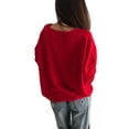 thumbnail image 2 of Fashnice Chandail Femme Col en V Chandail d'Hiver Chaud Tricoté Rouge m, 2 of 3
