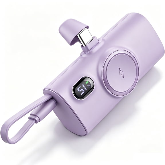 HopePow Magnetic Portable Charger Power Banks for iphone Cell Phones iWatch Android with LED Power Display 5000mah Mini Power Banks Compatible with iPhone 17/16/15/Series,Android,Purple