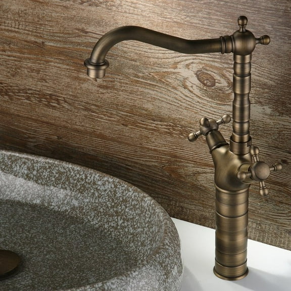 Chester Classic Brass Vessel Faucet Vintage Style Double Cross Handles