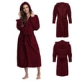 thumbnail image 4 of Ccpelsie Robe Longue en Peluche Douce pour Femmes Peignoir d'Hiver Chaud Col Châle avec Poches (A01-Vin, 2TG), 4 of 8