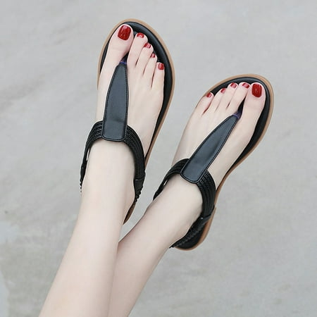 

Zanvin Womens Sandals Clearance Sandals Women Beach Vintage Casual Comfortable Shoes Slippers Flat Flip-flops Black 35