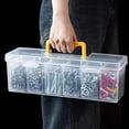 thumbnail image 4 of Clear Tool Organizer Set with Handle - 6 Small 1 Large Interlocking Plastic Storage Boxes, Transparent Design, Portable Case for Nuts Bolts Screws Wrenches Hardware Parts Organization, 9*4*3in, Clear, 4 of 8
