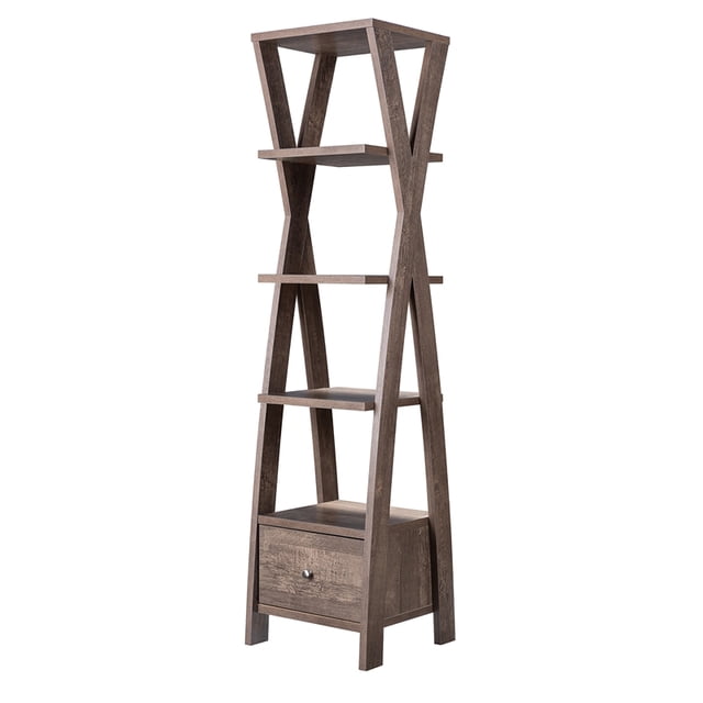 Furniture of America Stokes Wood 4-Shelf 71-Inch Standard Bookcase in Walnut Oak