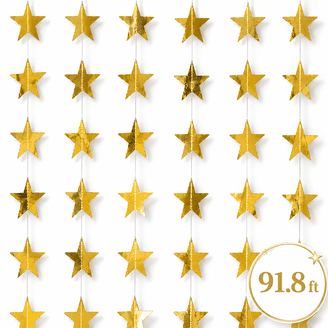 Graduation Backdrop Stars shiftweave 130ft Gold Glitter Star Garland for Graduation, Birthday and ...