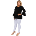 thumbnail image 2 of YELETE Women's 3/4 Bell Sleeve Top - Plus Size, Black 3XL, 2 of 4