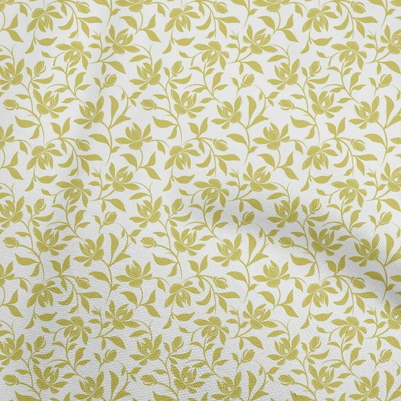 oneOone Polyester Spandex White Fabric Floral Silhouette Sewing Material Print Fabric By The Yard 56 Inch Wide