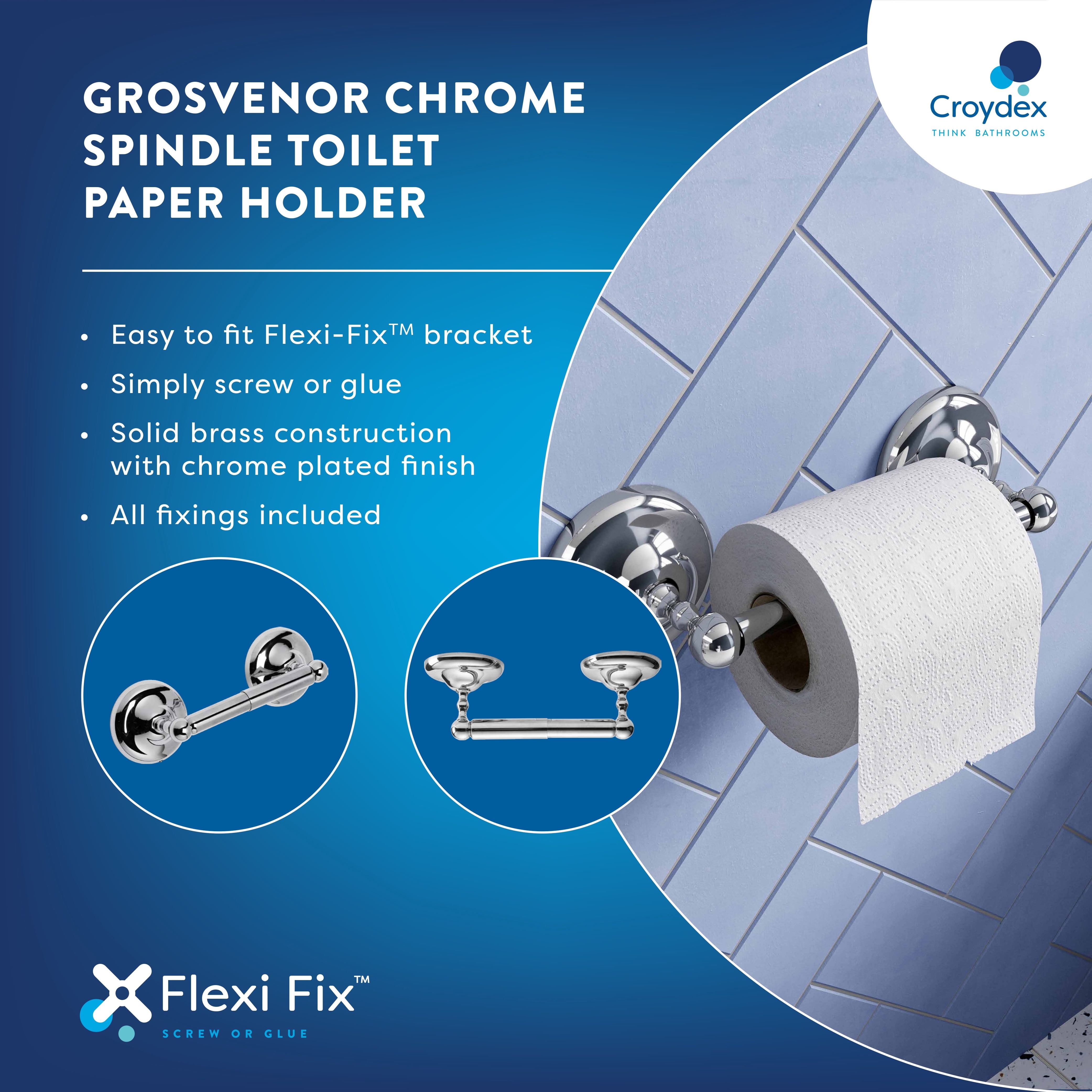 Croydex Chrome Silver Wall-Mounted Toilet Paper Holder