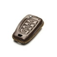 thumbnail image 3 of Vitodeco Genuine Leather Flip Key Fob Case Cover Compatible with Hyundai Accent, Kona, Santa Fe, Tucson, Venue, Sonata, Veloster 2018-2025 (4-Button, Brown), 3 of 6