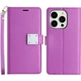 thumbnail image 6 of Entronix Wallet Case for Apple iPhone 16,[6 Card Slots] PU Leather Credit Holder Folio Flip Kickstand Lanyard Phone Cover, Purple, 6 of 6
