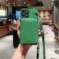 thumbnail image 1 of Crossbody Lanyard Woven Leather Phone Case for IPhone 14 Plus 15 13 12 11 Pro Max XS X XR Wallet Card Holder Shockproof Cover RJ, 1 of 7