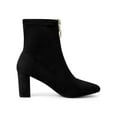 thumbnail image 6 of BLISSFUL STEP Women's Faux Suede Square Toe Front Zip Block Heel Ankle Boots Black (Size 5.5), 6 of 8