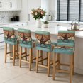 thumbnail image 3 of Texas Star Rustic Bar Stool Cover Set of 6, Western Teal Brown Ombre Wooden Vintage Stretch Bar Chair Cover, Removable Washable Pub Counter Stool Chair Slipcover for Kitchen Dining Room Pub Cafe, 3 of 9
