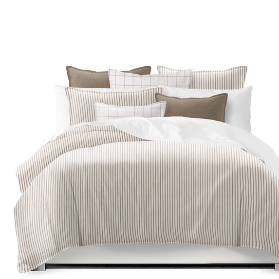 Basic Ticking Stripes Walnut Duvet Cover Set Full