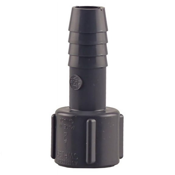 Boshart Polypropylene Female Adapter Pipe Fitting - 1/2 In. FPT x 1/2 In. D - 1 Pack Gray