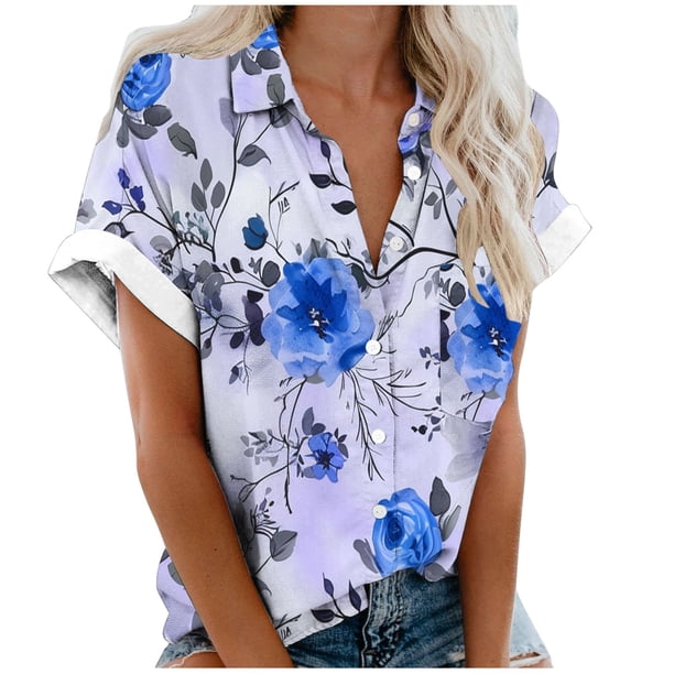 Mujeres Pantalones Cortos Impresos Blusas de Manga Corta Y Top Regular, Vestido de Moda de Verano Casual para Mujeres