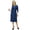 Blue, variant on Bimba Women's 3/4 Sleeve Round Neck Blue Denim Dress Casual Shift Dress