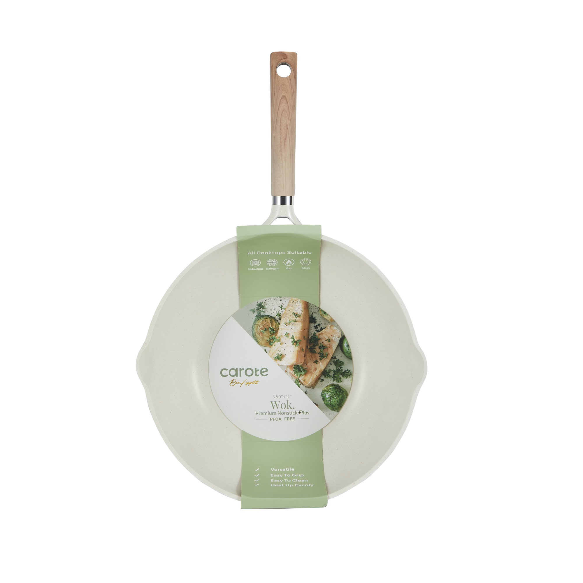 Carote 12-Inch Nonstick Wok, White Granite, 5.8 Qt photo 3