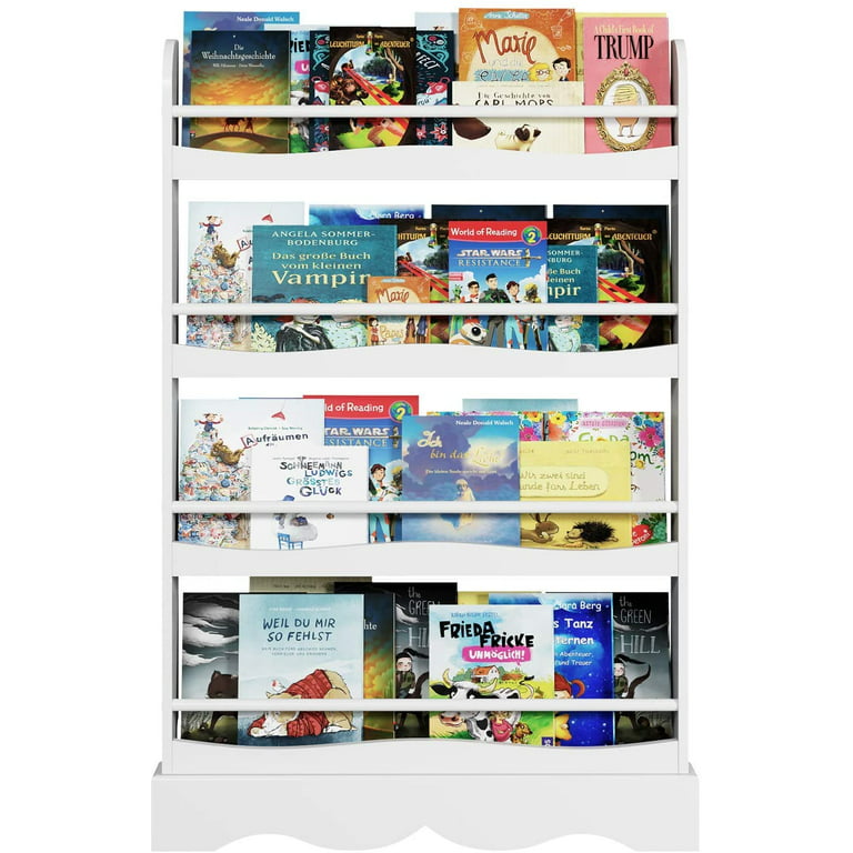 Homfa 4-Tier Kids Bookshelf, Wall Mounted Children¡¯s Bookcase
