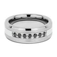 thumbnail image 4 of 8mm Men's Tungsten Ring Black Cz Inlay Wedding Band Titanium Color Size 8-16 (Tungsten, 14.5), 4 of 6