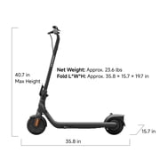 Segway DLX 2 Kids Electric Kick Scooter, 12.4 mph Max Speed, 9.3 miles Max Range, Ages 6 years and up, Black, UL-2272 Certified
