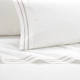 thumbnail image 5 of Balensia 4 Piece Organic Cotton Sheet Set Solid White With Dual Stripe Embroidery, 5 of 9