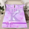 thumbnail image 2 of Manfei Personalized Initial Letter K Girl 3pcs Twin Sheet Sets,Flying Butterfly Twin Fitted Sheet,Dreamy Princess Breathable Flat Sheet,Bling Glitter Room Decor, 2 of 7